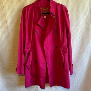 #873 Michael Kors Hot Pink Double-Breasted Trench Coat